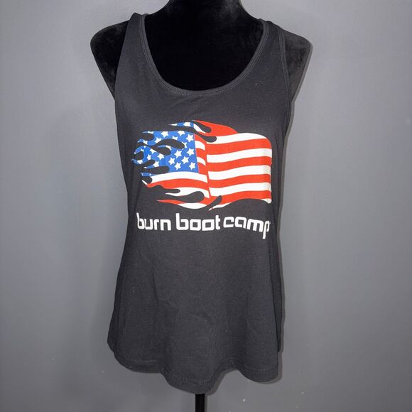 Burn Boot Camp Women’s Tank Top Black Patriotic Flag XL - Picture 1 of 7
